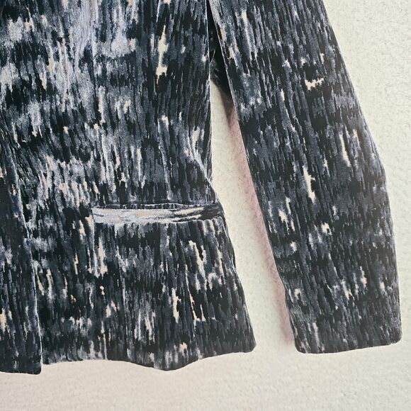 Donna Degnan Textured Woven Blazer Navy Black One Button Size 10 - Picture 10 of 16